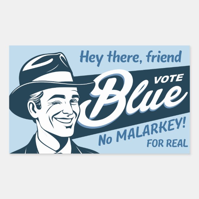 Vote Blue | Retro Funny Guy |  Rectangular Sticker (Front)