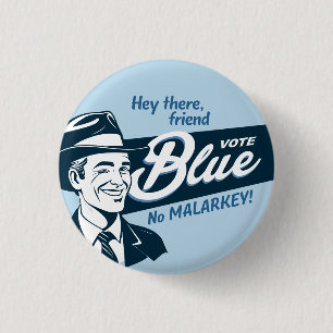 Vote Blue   Retro Funny Guy   Round Button