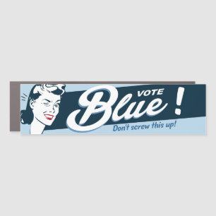 Vote Blue Retro Lady Car Magnet