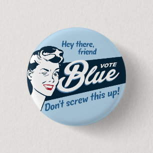 Vote Blue Retro Round Button