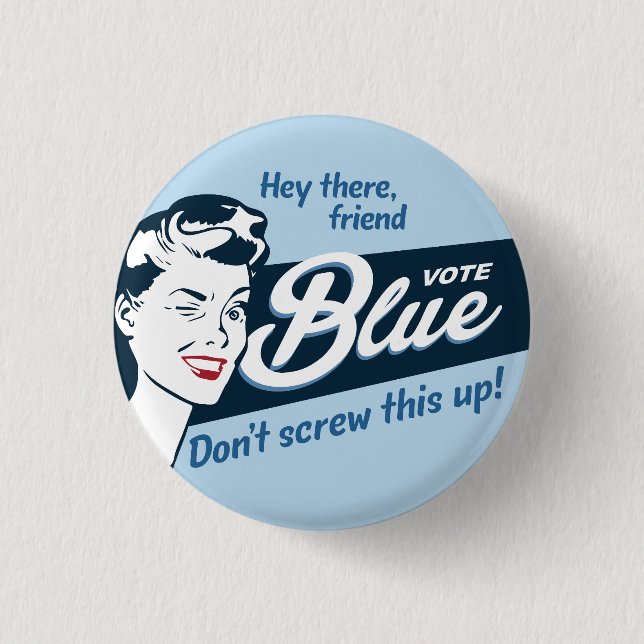 Vote Blue | Retro | Round  Button (Front)