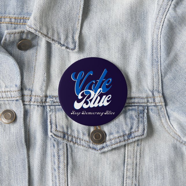 Vote Blue Retro Style Word Art   Button (In Situ)