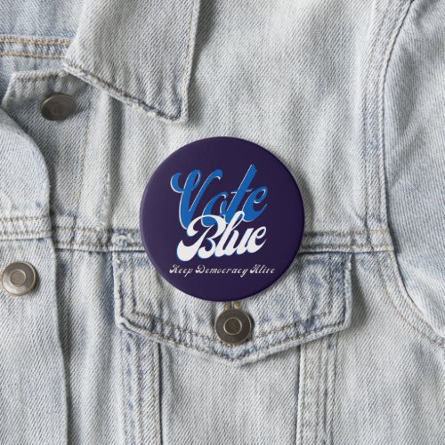 Vote Blue Retro Style Word Art   Button