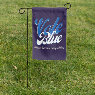 Vote Blue Retro Style Word Art Garden Flag