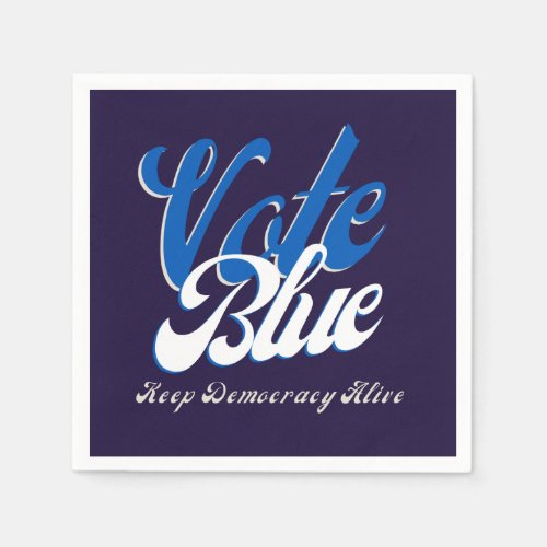 Vote Blue Retro Style Word Art Paper Napkins