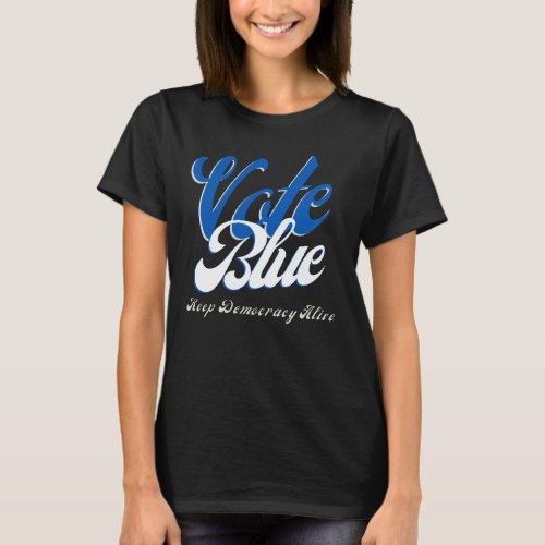 Vote Blue Retro Style Word Art T_Shirt
