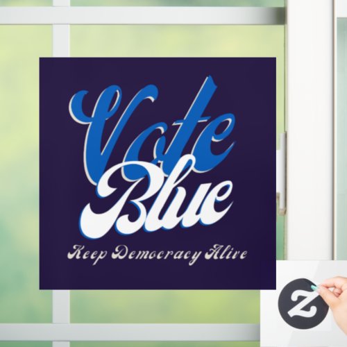 Vote Blue Retro Style Word Art  Window Cling