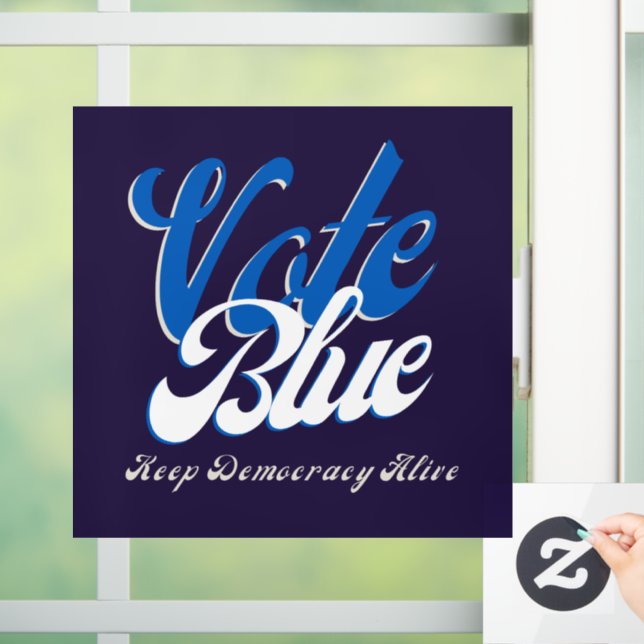 Vote Blue Retro Style Word Art  Window Cling (Home)