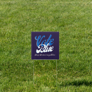 Vote Blue Retro Style Word Art Yard Sign
