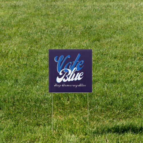 Vote Blue Retro Style Word Art Yard Sign