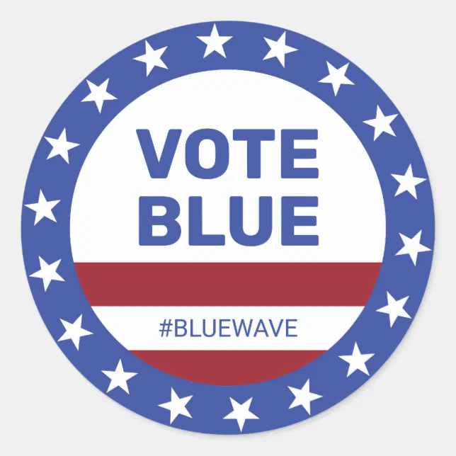 Vote Blue Stars Stripes Blue Wave Election Classic Round Sticker | Zazzle