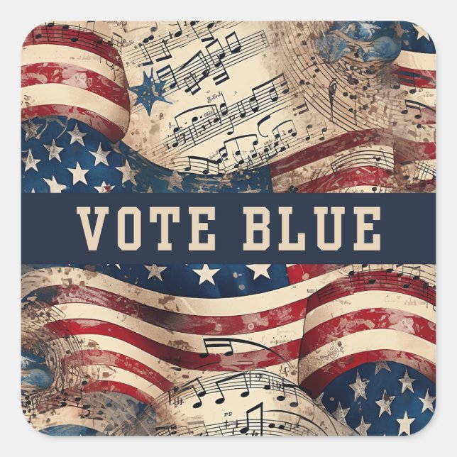 Vote Blue Sticker, Democratic Party Election 2024 Square Sticker (Front)