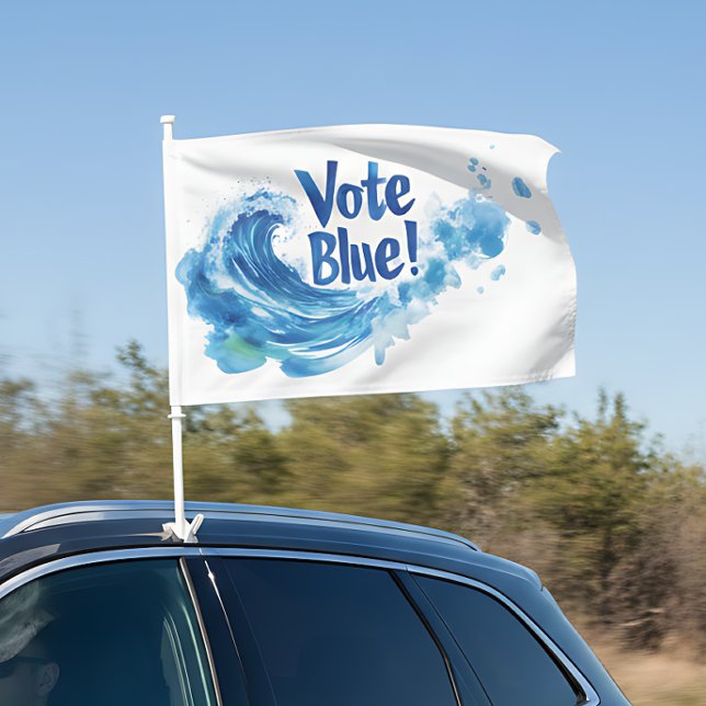 Vote Blue! Tsunami Wave Car Flag (Creator Uploaded)