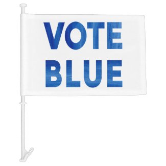 Vote Blue watercolor text political Car Flag