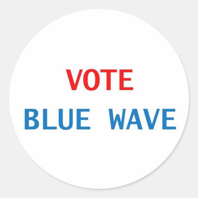 vote blue wave round sticker (Front)