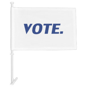 "vote" blue white car flag