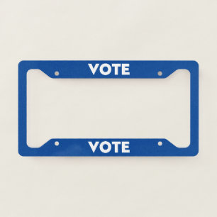 Vote blue white modern bold typography simple license plate frame