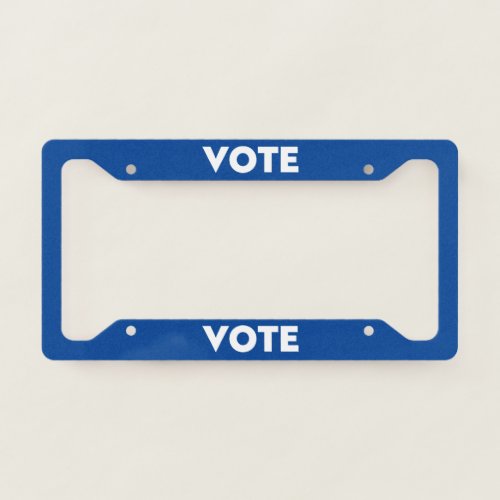Vote blue white modern bold typography simple license plate frame