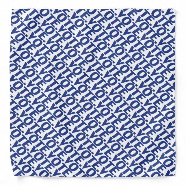 "Vote" - blue white pattern Bandana (Front)