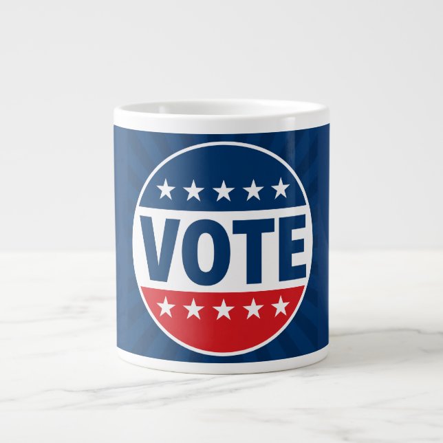 VOTE Bold Campaign Badge Design Giant Coffee Mug (Front)
