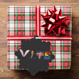 VOTE Books Uterus LGBT Kamala Harris Walz Election Ornament Card