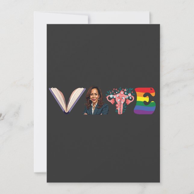 VOTE Books Uterus LGBT Kamala Harris Walz Election Save The Date (Front)