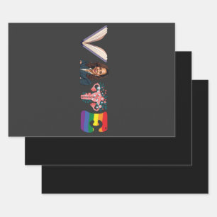 VOTE Books Uterus LGBT Kamala Harris Walz Election Wrapping Paper Sheets