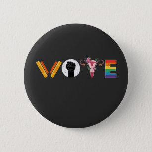 VOTE Books Uterus LGBT Support Button
