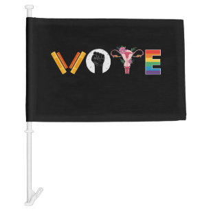VOTE Books Uterus LGBT Support Car Flag
