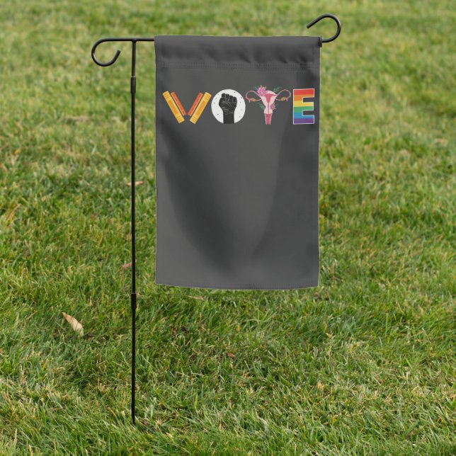 VOTE Books Uterus LGBT Support Garden Flag (In SItu)