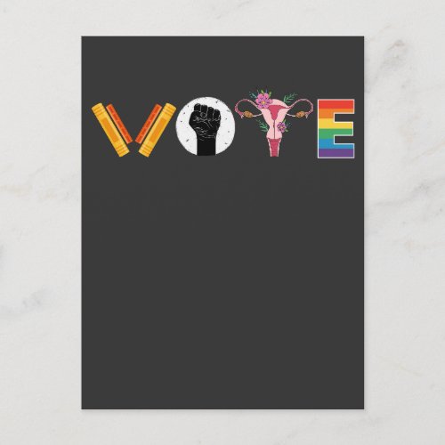 VOTE Books Uterus LGBT Support Invitation Postcard