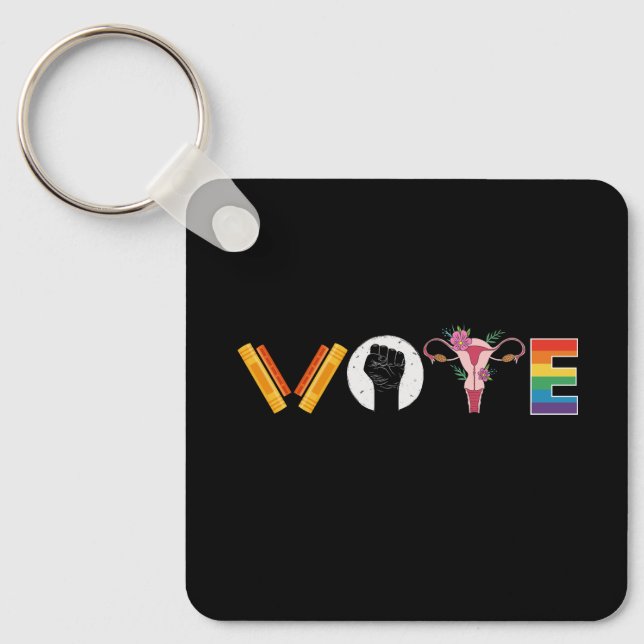 VOTE Books Uterus LGBT Support Keychain (Front)