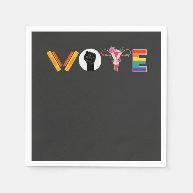 VOTE Books Uterus LGBT Support Napkins (Front)