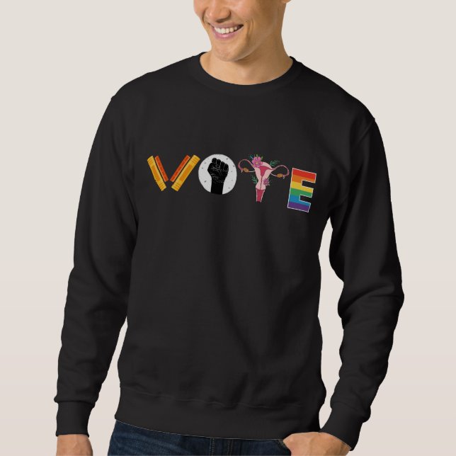 VOTE Books Uterus LGBT Support Sweatshirt (Front)