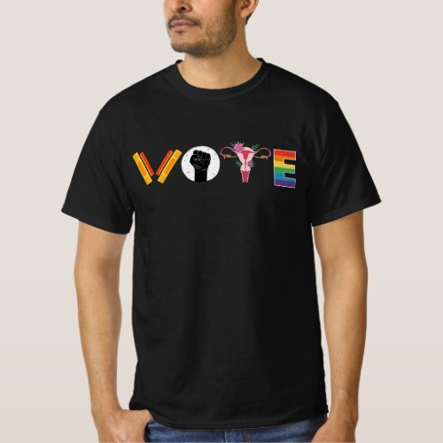 VOTE Books Uterus LGBT Support T_Shirt