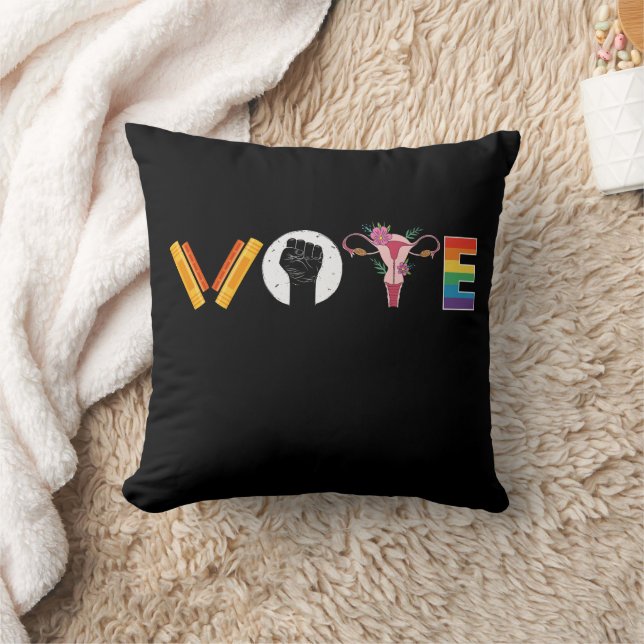 VOTE Books Uterus LGBT Support Throw Pillow (Blanket)
