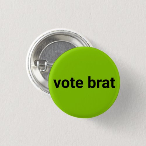 Vote brat kamala simple black and lime green button