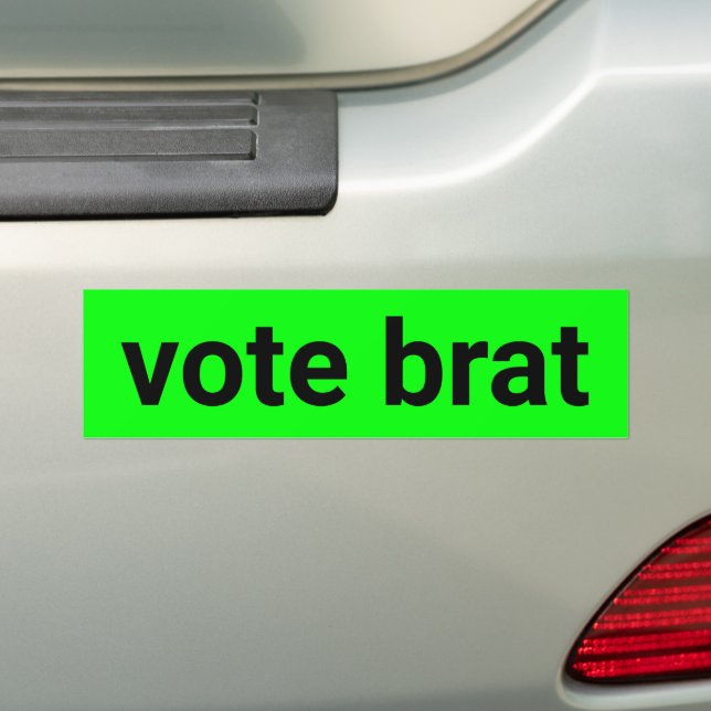 Vote brat kamala simple black and neon green bumper sticker (On Car)