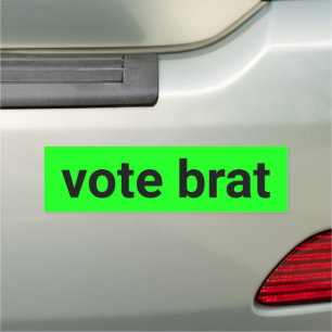 Vote brat kamala simple black and neon green car magnet
