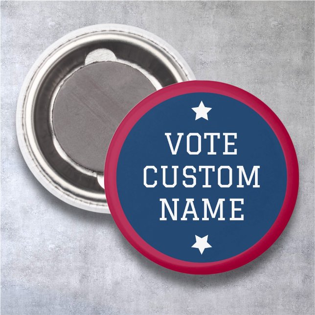 Vote Button Magnet Custom Election Candidate Name (MISOOK Vote Magnet Round Button)
