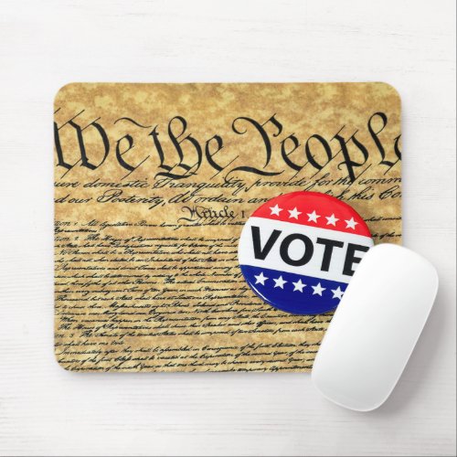 Vote Button On US Constitution Mouse Pad