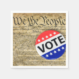 Vote Button On US Constitution Napkins