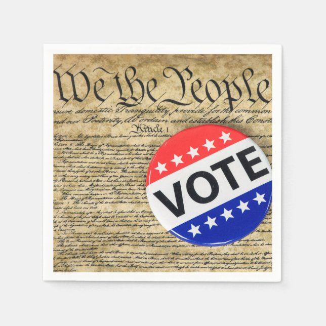 Vote Button On US Constitution Napkins (Front)