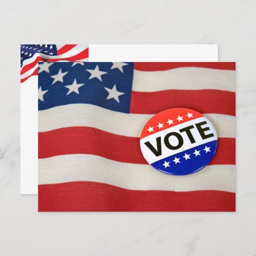 Vote Button On USA Flag Postcard