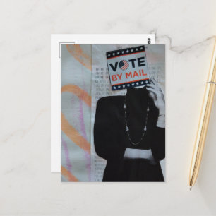 Vote By Mail Woman Mixed Media Collage Postcard