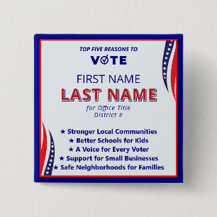 Vote Candidate Name 2026 Simple American Platform Button