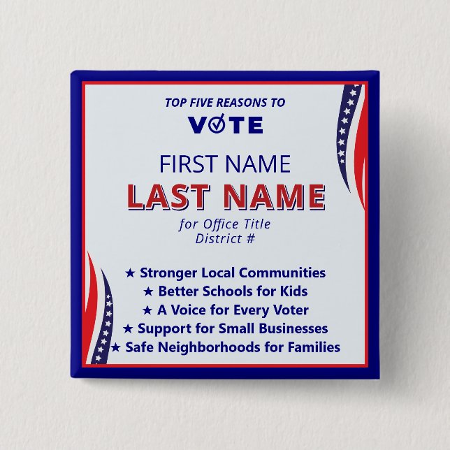 Vote Candidate Name 2026 Simple American Platform  Button (Front)