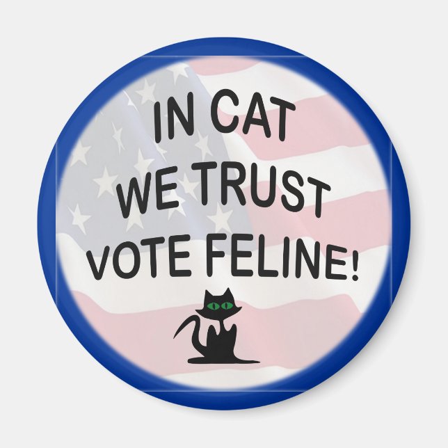 Vote Cat with American Flag Magnet (Front)