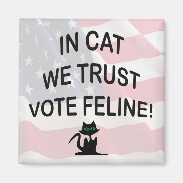 Vote Cat with American Flag Magnet (Front)