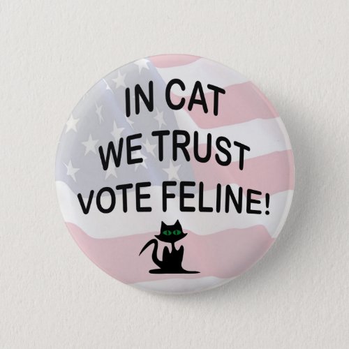 Vote Cat with American Flag Pinback Button